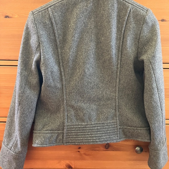 BANANA REPUBLIC 80% Italian Wool Blend Grey Moto Jacket XS P Petite - Picture 5 of 8